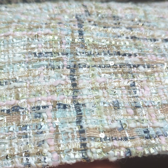 NWT Anne Klein Open Front Shimmering Sequin Tweed Jacket Pastel Women's Size L - Picture 9 of 12